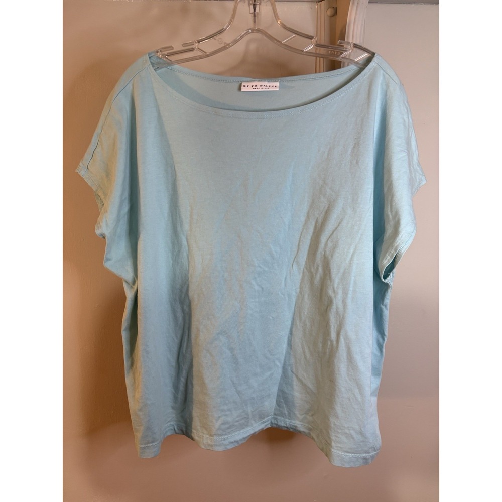 BRYN‎ WALKER Aqua Blue Boxy Cotton T Shirt M USA